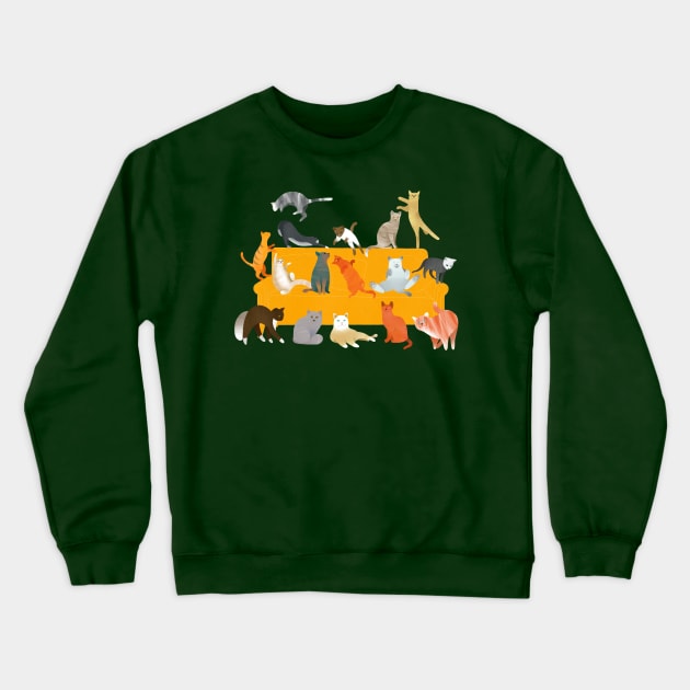 Cute Cats on the Couch Crewneck Sweatshirt by DrawingEggen